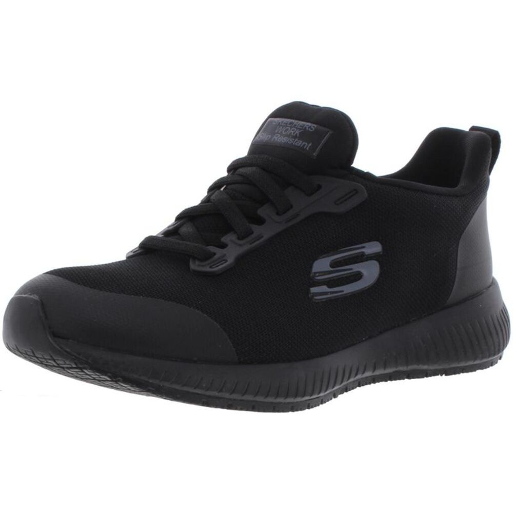 Skechers Womens Squad SR Black Slip Resistant Casual Shoes Sneakers Used